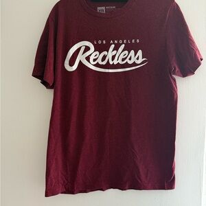 Young & Reckless Men's Maroon Burgundy Short Sleeve T-Shirt Medium